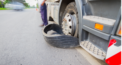 flat tire 18-Wheeler Accident Shut Down Highway